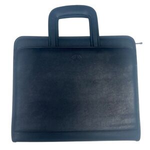 Avenues America Black Faux Leather Zippered Portfolio 3 Ring Organizer Handles